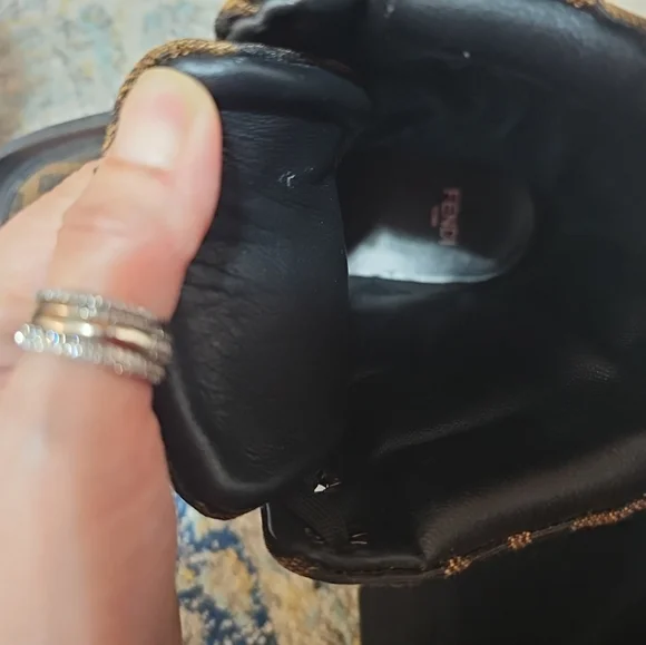 Designer Brown & Black FF Logo High-Top Boots Size 40/US9 - Picture 12 of 13